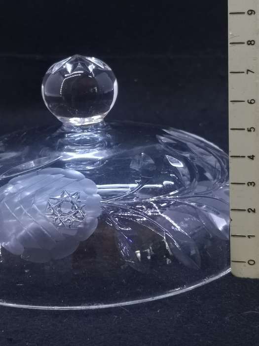 Cut crystal butter/cheese dish cover - small fleabites on rim