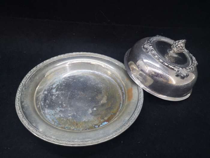 Silver plated butter dish