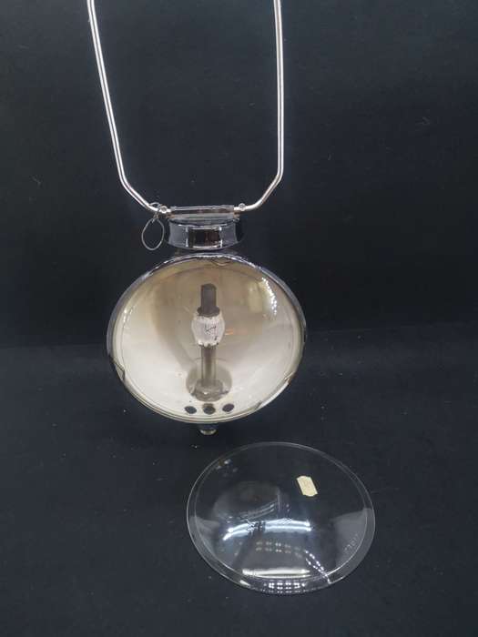 Vintage White Enamel Fisherman`s Gas Lamp with extra replacement glass