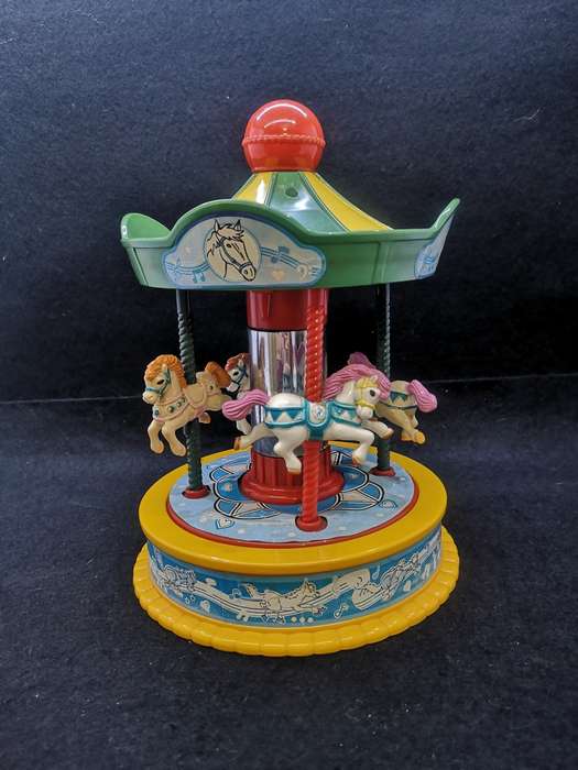 Vintage Redbox musical Merry-go-round - the music box winds but don`t play smooth
