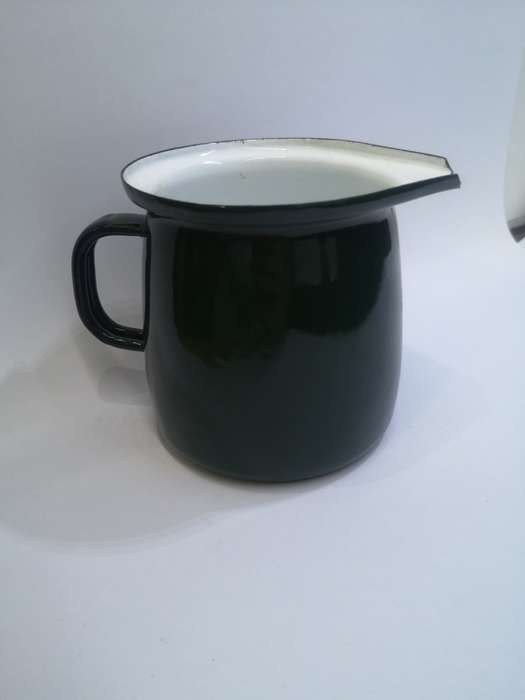 Dark green enamel jug
