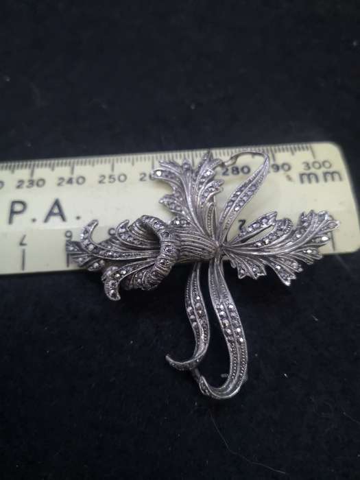Marcasite flower brooch