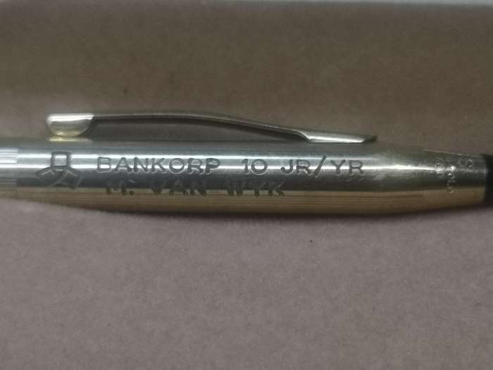 Vintage Cross pen in box - rolled gold - personalized, needs refill