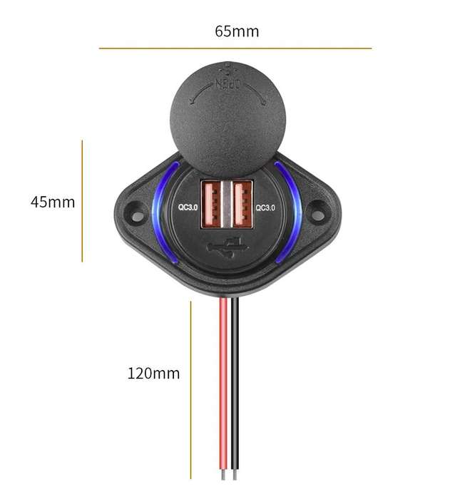 Car Twin USB Charger Power Socket Blue Led Slide Cap DC 12-24V **LOCAL STOCK**