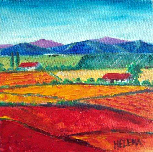 Landscape(2) 19x19cm - oil on canvas board - by Helene Kruger
