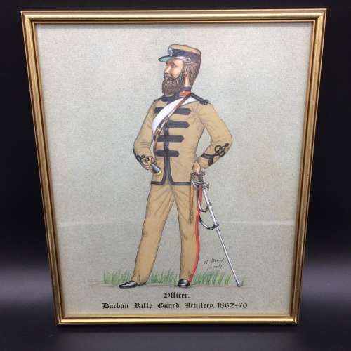 Original Andy May(1936-2016) Drawing  (Officer)Durban Rifle Guard Artillery 1862 - 1870`