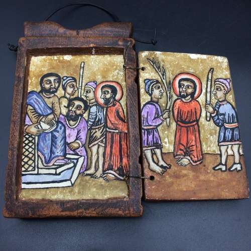 Early Rare Ethiopian Wooden Icon or Shrine