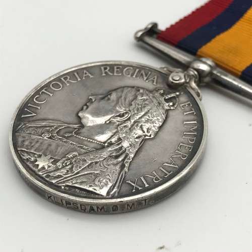 Boer War - Rare Q.S.A. Medal `KLIPSDAM D.M.T.`(only 6 to this unit)`TPR. W. HARRIS`