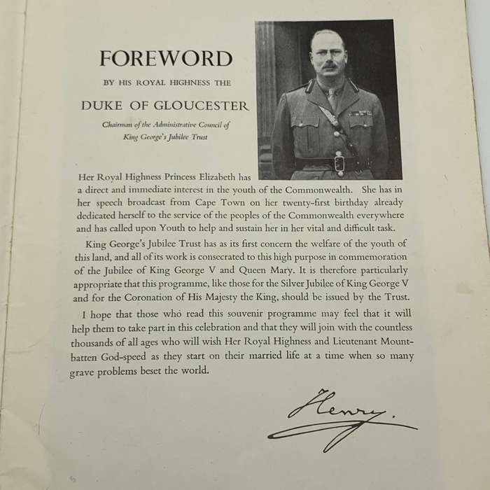 1947 `Wedding of H.R.H. Princess Elizabeth & Lt. Philip Mountbatten` Souvenir Programme