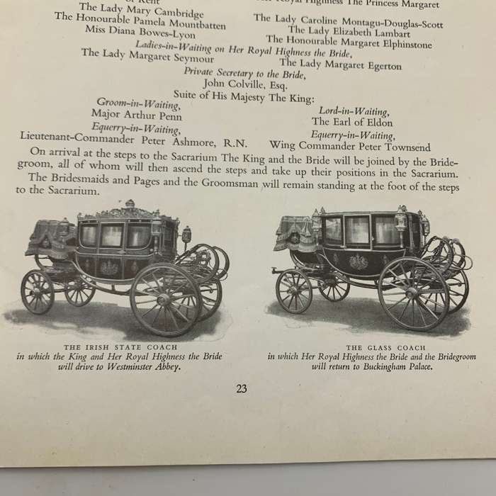 1947 `Wedding of H.R.H. Princess Elizabeth & Lt. Philip Mountbatten` Souvenir Programme