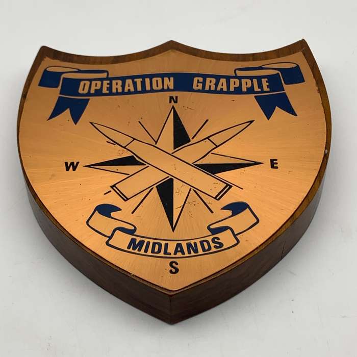 Rhodesia  `Operation Grapple` Copper & Wooden Plaque