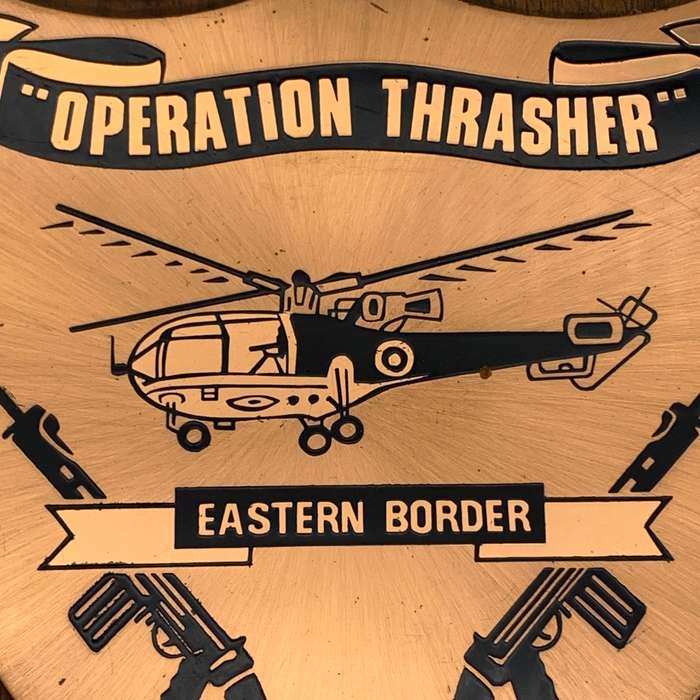 Rhodesia  `Operation Thrasher` Copper & Wooden Plaque