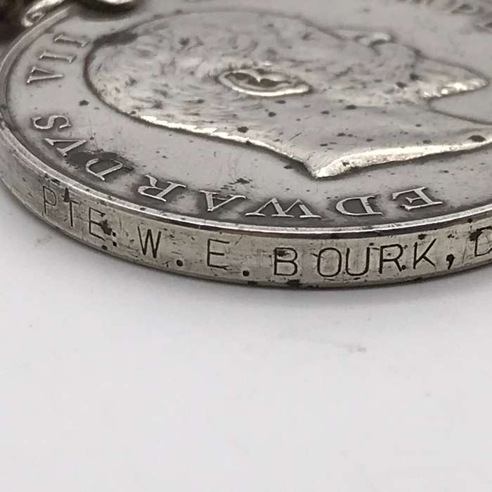 Natal 1906 Rebellion Medal `PTE W.E. BOURK` (Durban Light Infantry)