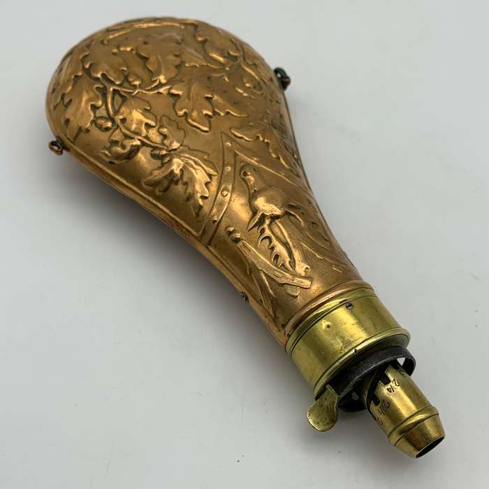 Antique Copper & Brass `Hawksley` Powder Flask