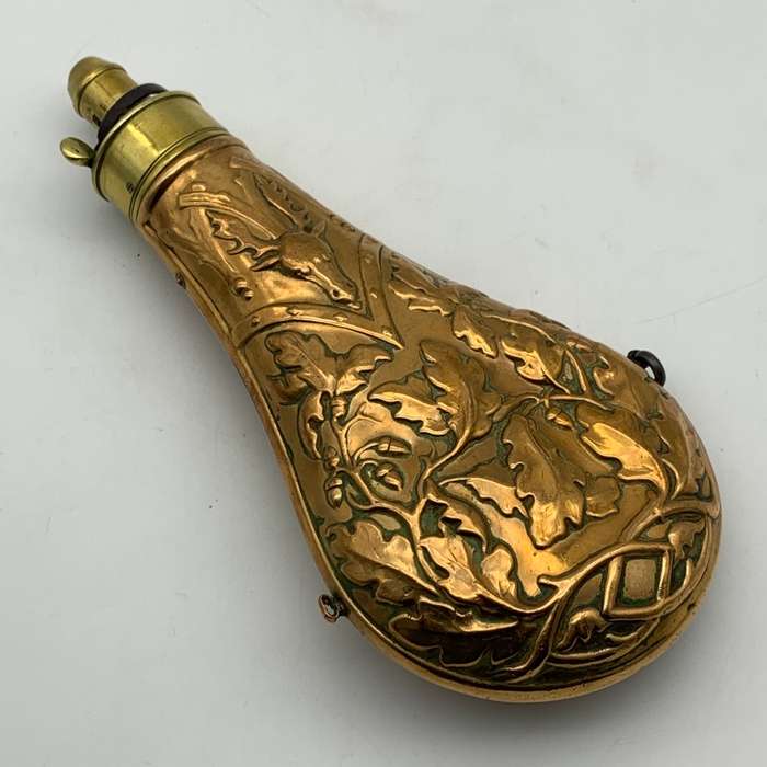 Antique Copper & Brass `Hawksley` Powder Flask
