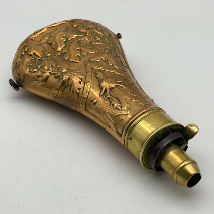 Antique Copper & Brass `Hawksley` Powder Flask