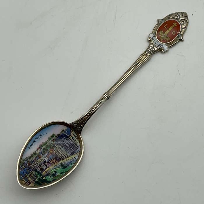 Early Liege 'Square Notger' Enamelled Souvenir Spoon