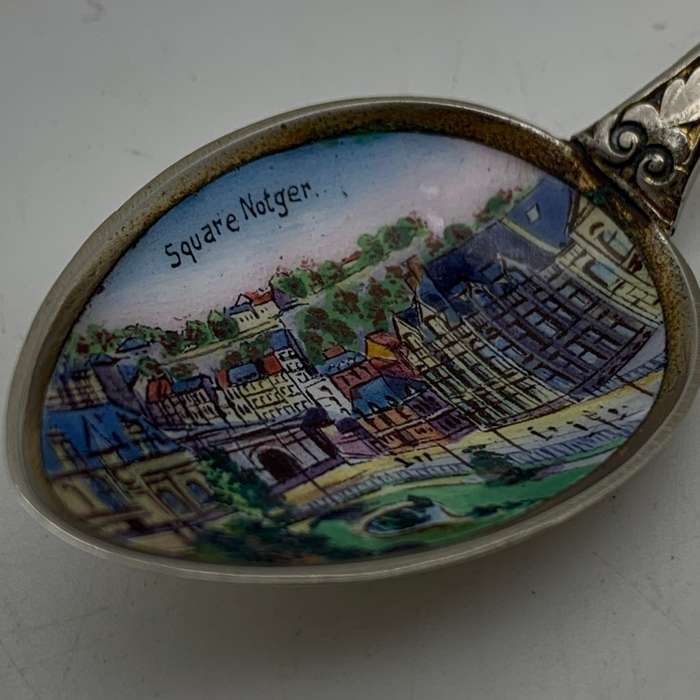 Early Liege 'Square Notger' Enamelled Souvenir Spoon