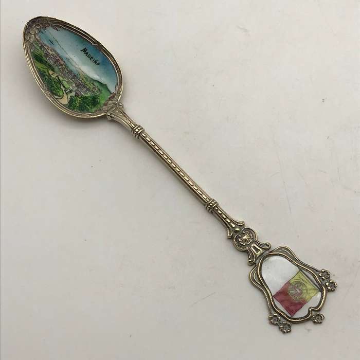 Early Portuguese 'Madeira' Enamelled Souvenir Spoon