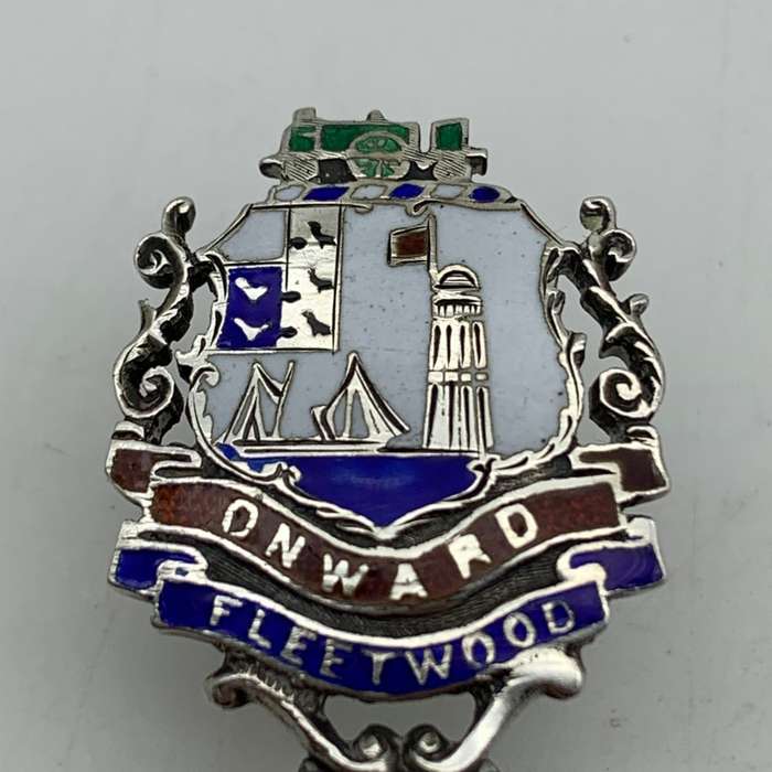 Antique Silver & Enamel 'Fleetwood' Souvenir Spoon (1904)