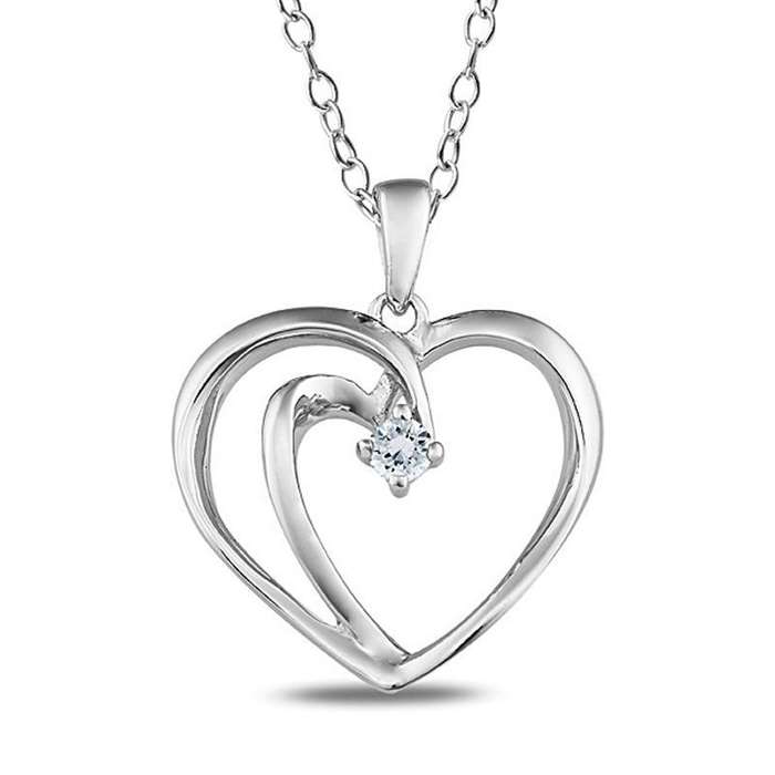 Beautiful 0.05 Cts Round Cut 100% Real Natural Diamond SI Clarity G-H color Heart Shape Pendant