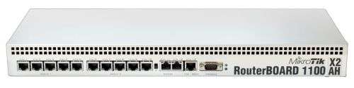 MikroTik RB1100AHx2 1U rackmount, 13x Gigabit Ethernet, 1066MHz Dual Core CPU, 2GB RAM, RouterOS L6