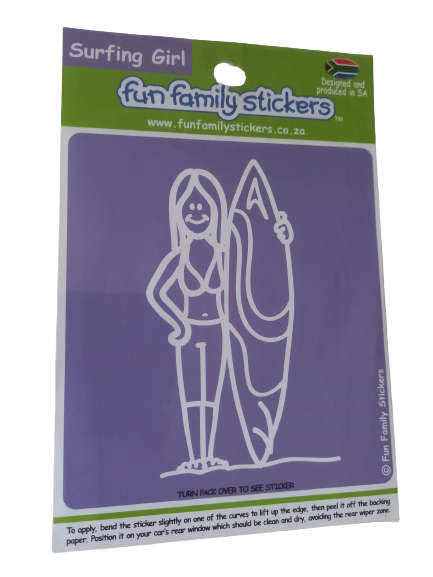 Family Fun Sticker for Car - Surfing Girl