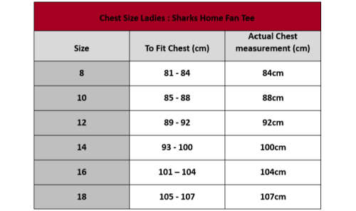 Sharks Ladies Home Fan Tee: Size 14