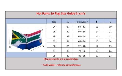 SA Flag Hot Pants Swimwear Ladies - size 28
