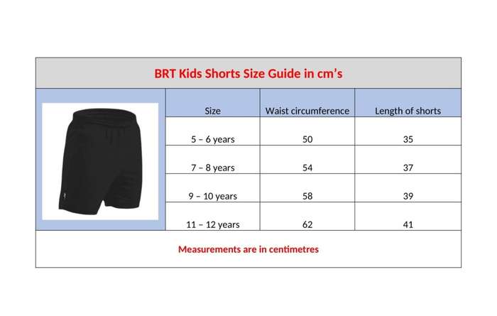 BRT Econo Shorts Kids Black - Size 11-12 years