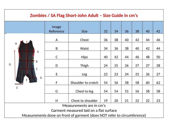 Short-John Swimwear / Tri-Suit Adults - Size 34
