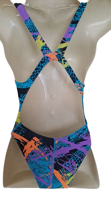 TYR Ladies / Girls Swimming Costume One Paseo Powerback Multicolour - Size 24