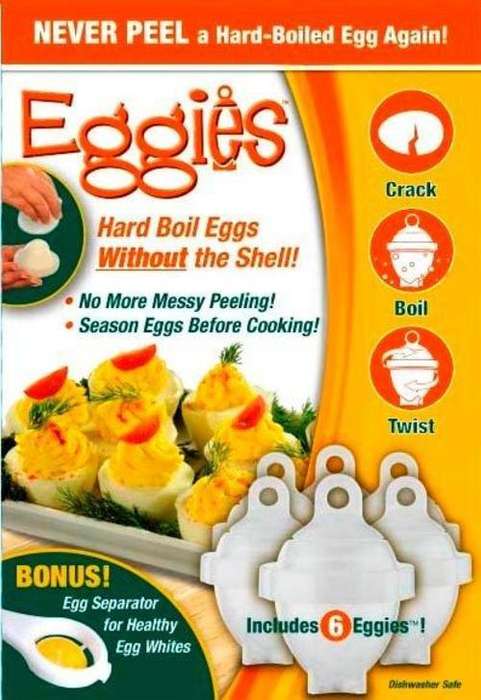 Eggies never peel a hard boiled egg again.