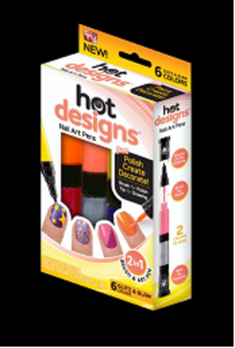 Hot Designs BASIC BEAUTY Set of 6 Colors Nail Art Brush Pens