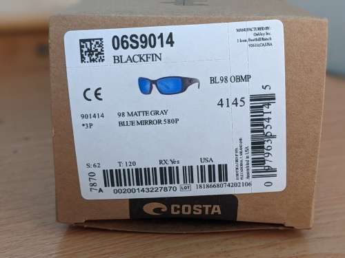 Costa Del Mar Men`s Polarized Blackfin 580p Round Sunglasses