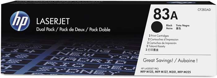 Genuine HP 83A Black LaserJet Toner Cartridge (CF283A)
