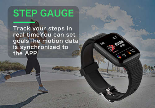 Professional Fitness Bracelet for Android and iOS I Heart Rate, Calories, Pedometer I Black Color