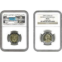 2008 Mandela 90th Birthday R5 Graded MS66