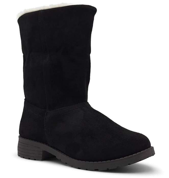Ladies Expandable Suede Boot Black