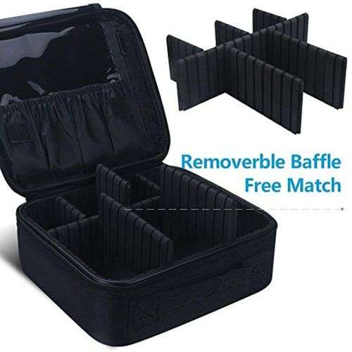 Makeup Storage Case with Adjustable Dividers and Shoulder Strap
