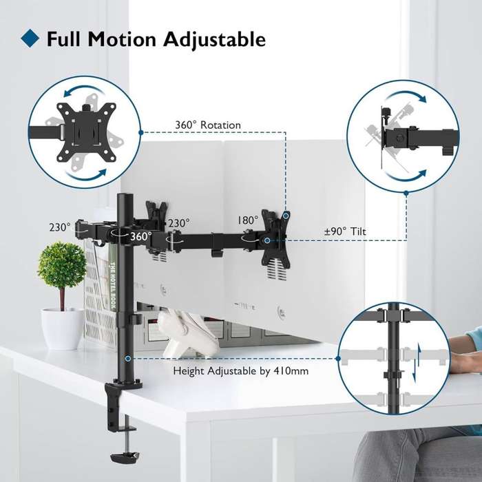 Dual Arm Desktop Monitor Clamp Stand