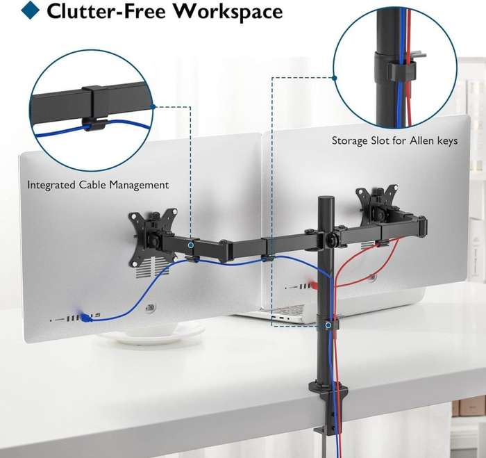 Dual Arm Desktop Monitor Clamp Stand