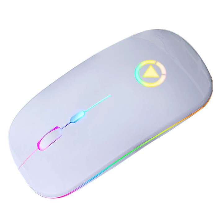 Ultra-thin Rechargeable LED Colourful Wireless Mouse - White