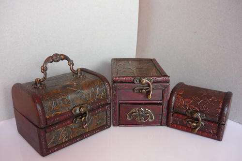 Wooden Hand Crafted Jewellery Trinket Box Set - New Edition