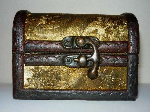 Beautiful Gold Hand Crafted Wooden Trinket Box