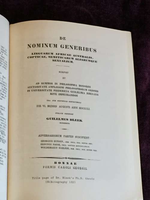 Wilhelm Heinrich Immanuel Bleek : A bio-bliographical sketch by Otto H. Spohr UCT 1962