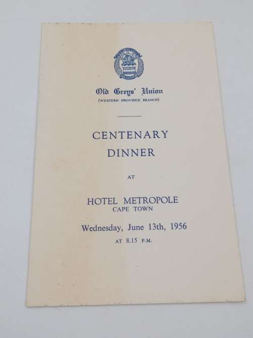 Neath the Tower - The Story of the Grey School 1856-1956 & Centenary Dinner Menu June 1956