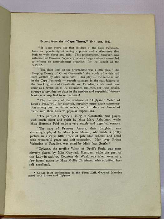The Sleeping Beauty of Groot Constantia by Mummie - Mrs P S M Arbuthnot | Signed by relative