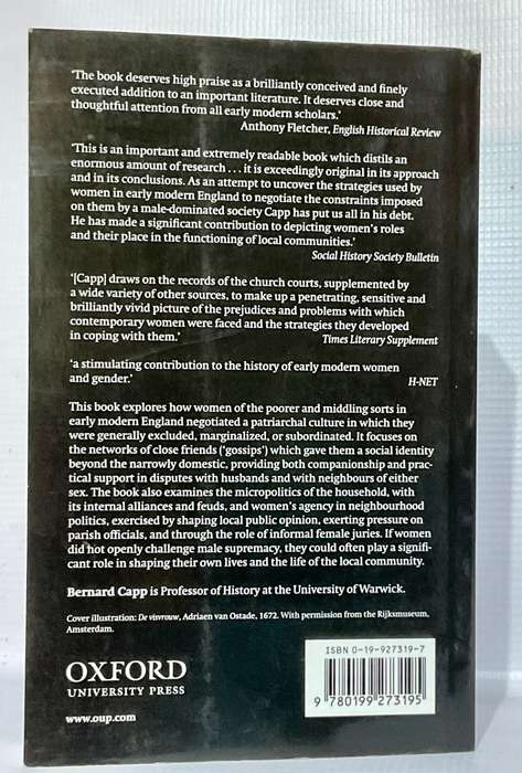 When Gossips Meet ~ Bernard Capp | Women, Family, and Neighbourhood in Early Modern England Oxford