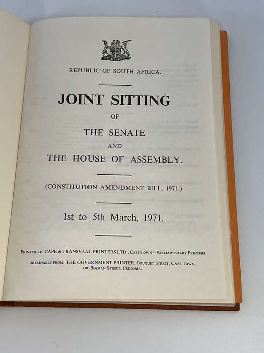 RSA Joint Sitting of the Senate and the House of Assembly 1971 Constitutional Amendment Bill 1971